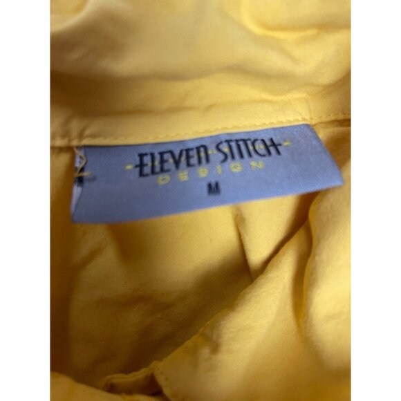 Eleven Stitch Design Womens Lyocell Cotton Button Front Shirt Top Medium Yellow - Picture 3 of 7